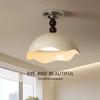Eggshell French Medieval Chandelier & Retro Bar Table Lamp: Japanese Wabi-Sabi Style Dining Room Lighting
