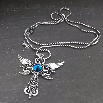Мужчины Женщины Цепочка на ключицу Модное ожерелье Синий тигровый глаз Подвеска Цепочка кости дракона Стильный ювелирный аксессуар