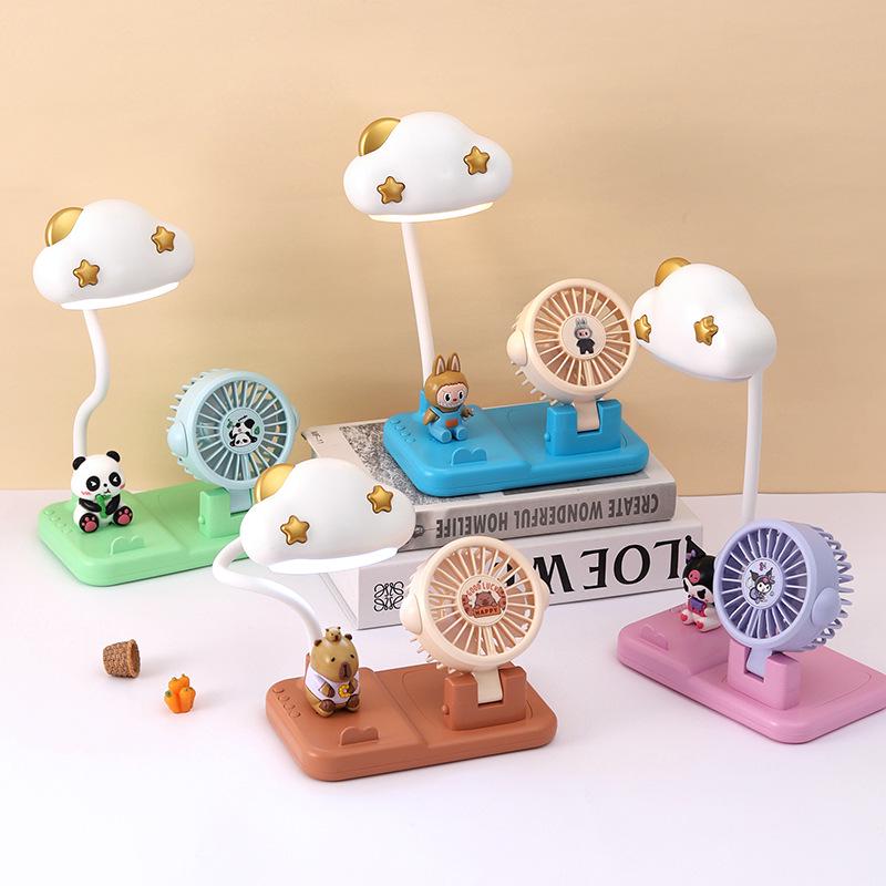 Перезаряжаемая настольная лампа-вентилятор 2-в-1 для детской спальни