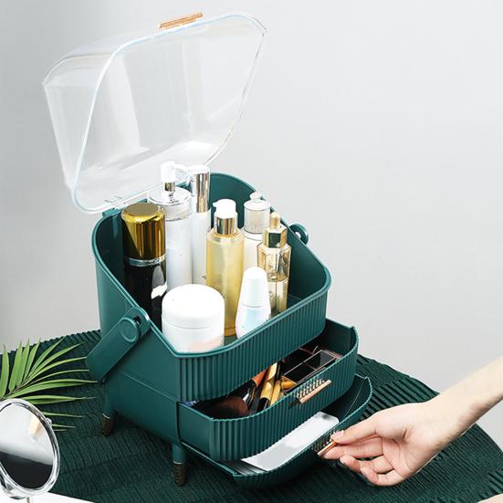 Makeup Organizer Storage Box with Drawers Large Capacity Handle Design Makeup Storage