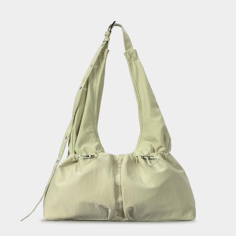 Large Capacity Nylon Shoulder Bag Women - Casual Water Style Crossbody With Drawstring Zippered Pockets