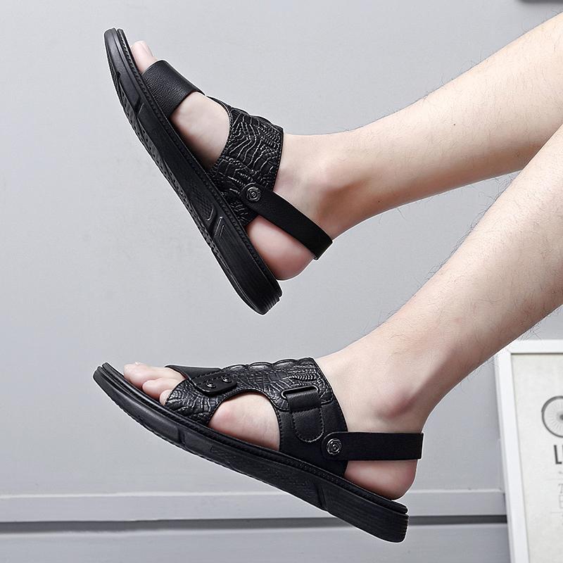 Модные мужские сандалии без застежек Летняя обувь для отдыха на пляже дышащая повседневная офисная работа Sandalen Non Slip Zapatillas Hombre Обувь мужская