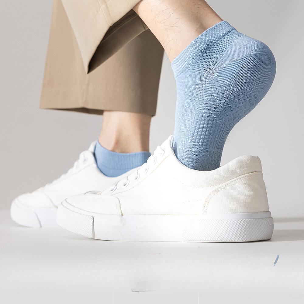 6 пар мужских весенне-летних антибактериальных антизапаховых носков-лодочек с сетчатой основой и массажной подошвой