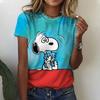 Женская футболка 2026 с рисунком Snoopy, 3D цифровая печать, женская мода, короткий рукав, повседневная, для женщин