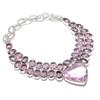 Lab Created Pink Kunzite Necklace 18 Inch Adjustable Chain Gemstone Silver Tone