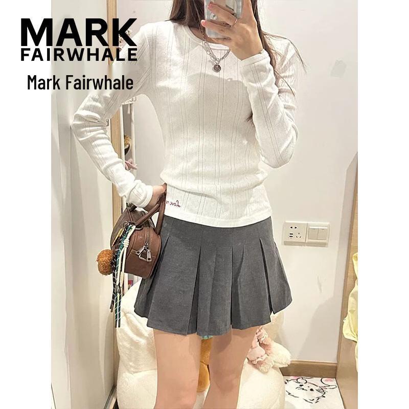 Mark Fairwhale Женская приталенная футболка с круглым вырезом и длинным рукавом