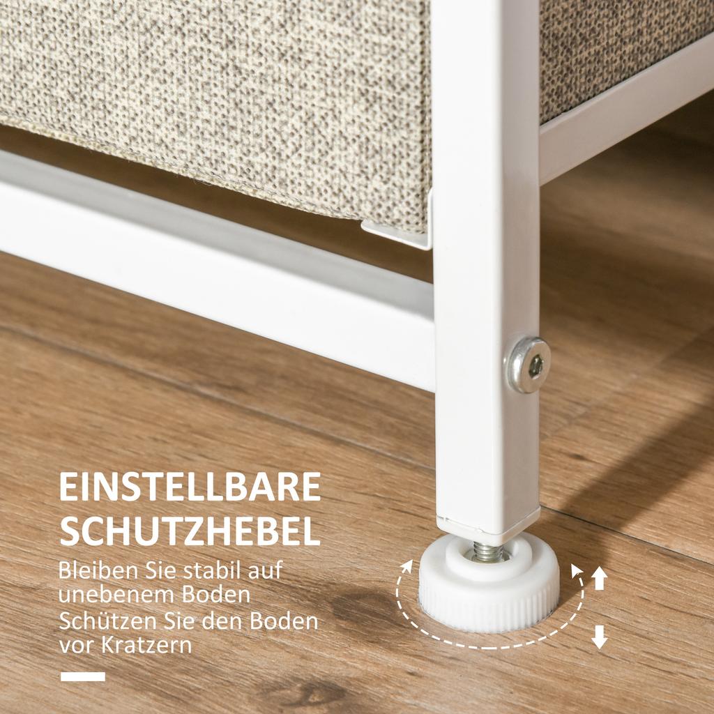 Chest of Drawers, Sideboard, 7 Foldable Fabric Drawers, Metal Frame, 63.5 x 30 x 71 cm, Light Gray