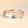 Weddings Valentine's Day Present Couple Rings Adjustable Mountain and Sea S925 Silver Plated