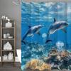 Underwater World Dolphin Jellyfish Shower Curtain, Bathroom Decorative Shower Curtain, Waterproof Shower Curtain with Hooks