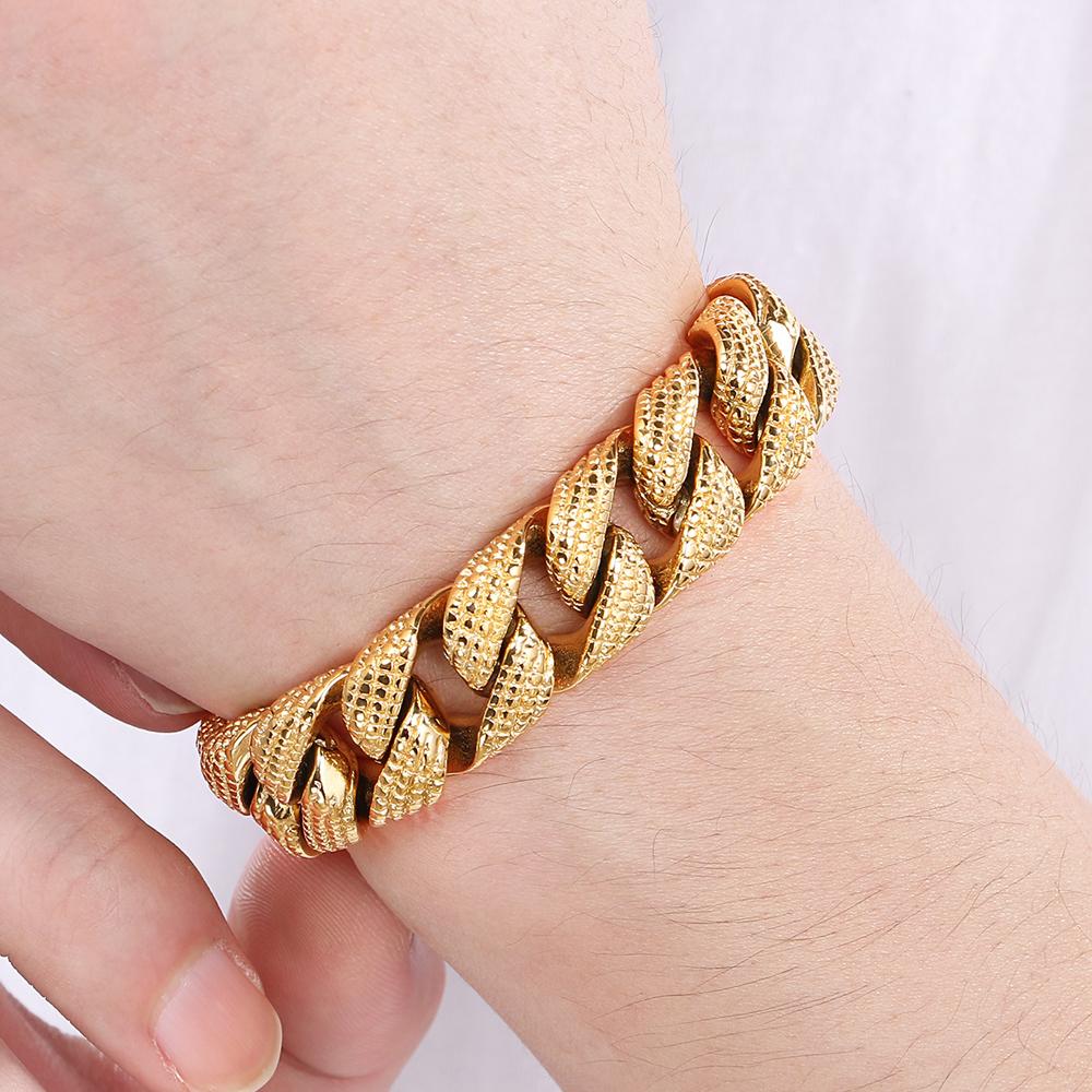 Готические мужские браслеты винтажные 15 мм ширина сплошная нержавеющая сталь панцирный кубинский звено цепи браслет мужские мужские ювелирные изделия подарки 2 цвета