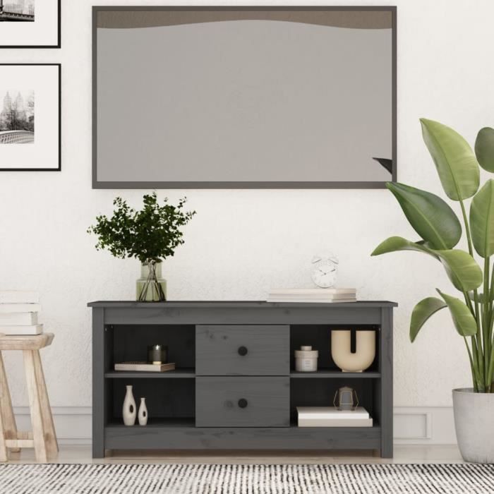 VidaXL TV Stand Grey 103x36.5x52 Cm Solid Pine Wood 814571