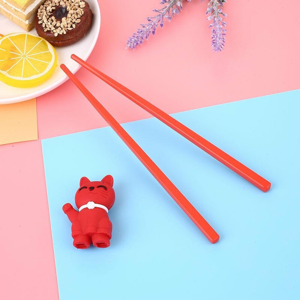 Bicolor Silica Gel Caimao Training Chopsticks Cute Cat Kids Helper Flatware Practice Chopsticks