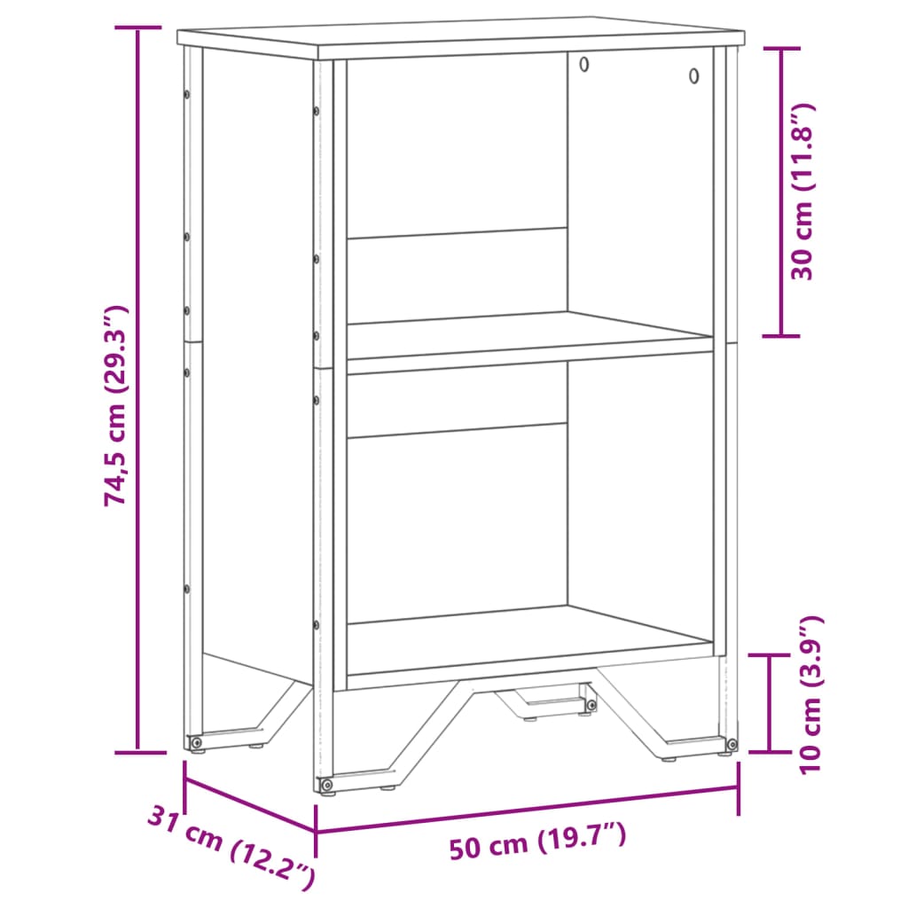 Bookshelf Gray Sonoma 50x31x74.5 cm Particleboard