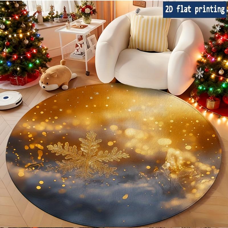 Vintage Winter Lantern Two Snowmen Xmas Round Rug for Sofa Chair rug Living Room Bedroom Entry Decor Keepsake Non Slip door mat