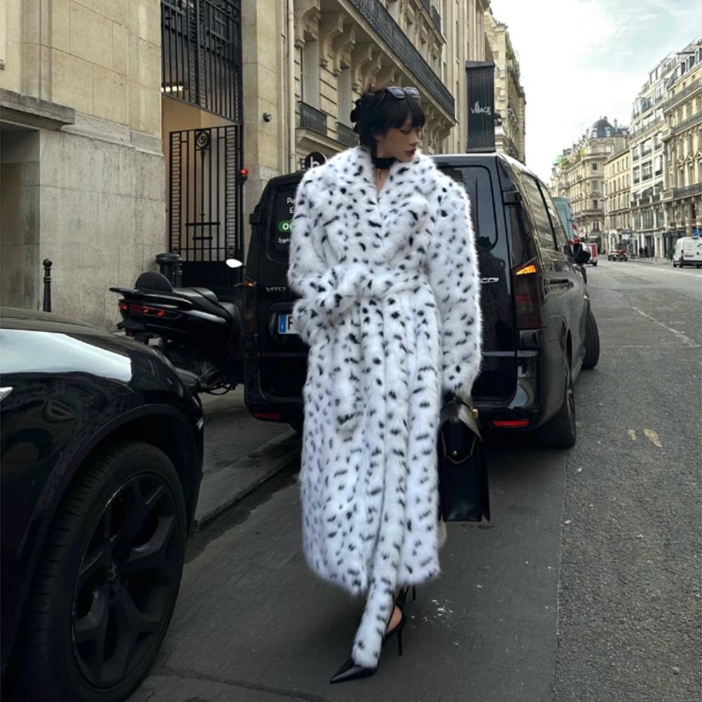 Зимняя новая женская одежда костюм воротник лисьего меха имитация пальто удлиненный свободный тренчкот