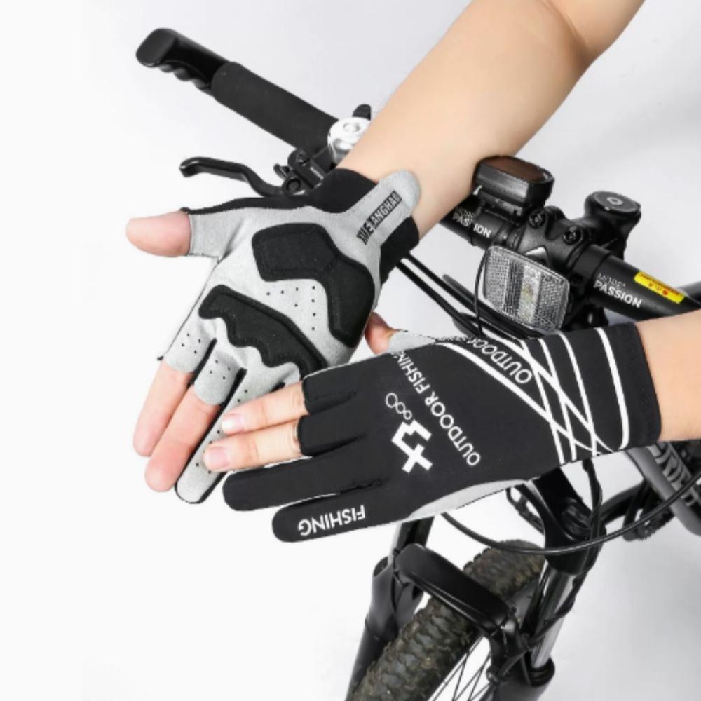 1 Pair Outdoor Three-Finger Fishing Gloves Sun Protection Breathable Quick Dry Cycling Gloves for Fishing Riding Fitness