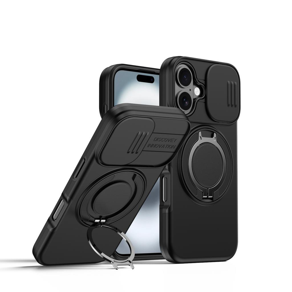 Магнитный чехол-подставка с вращением на 360° для iPhone 16 15 14 13 Pro Max 16 15 14 Plus 17 Для Magsafe Сдвижная крышка для защиты камеры