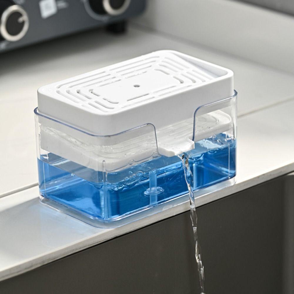 Sponge Holder Press Dishwashing Soap Box Kitchen Detergent Container Sink Drain Placement