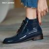 Quality Women Genuine Leather Ankle Boots Round Toe Lace Up Riding Boots Warm 2024 Autumn Winter New Nigh Club Punk Shoes Woman