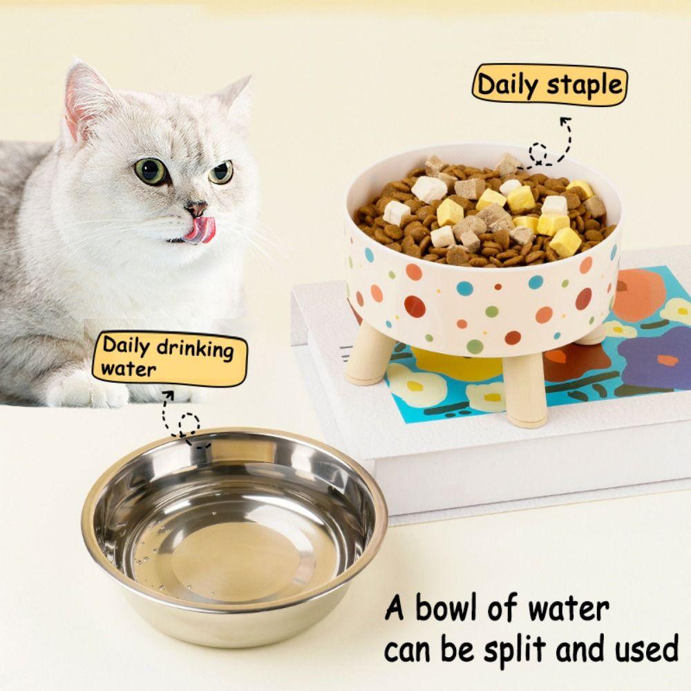 Миска для кошачьего корма с узором в горошек, нескользящая, контейнер для воды, миска для кормления питомца, зоотовары