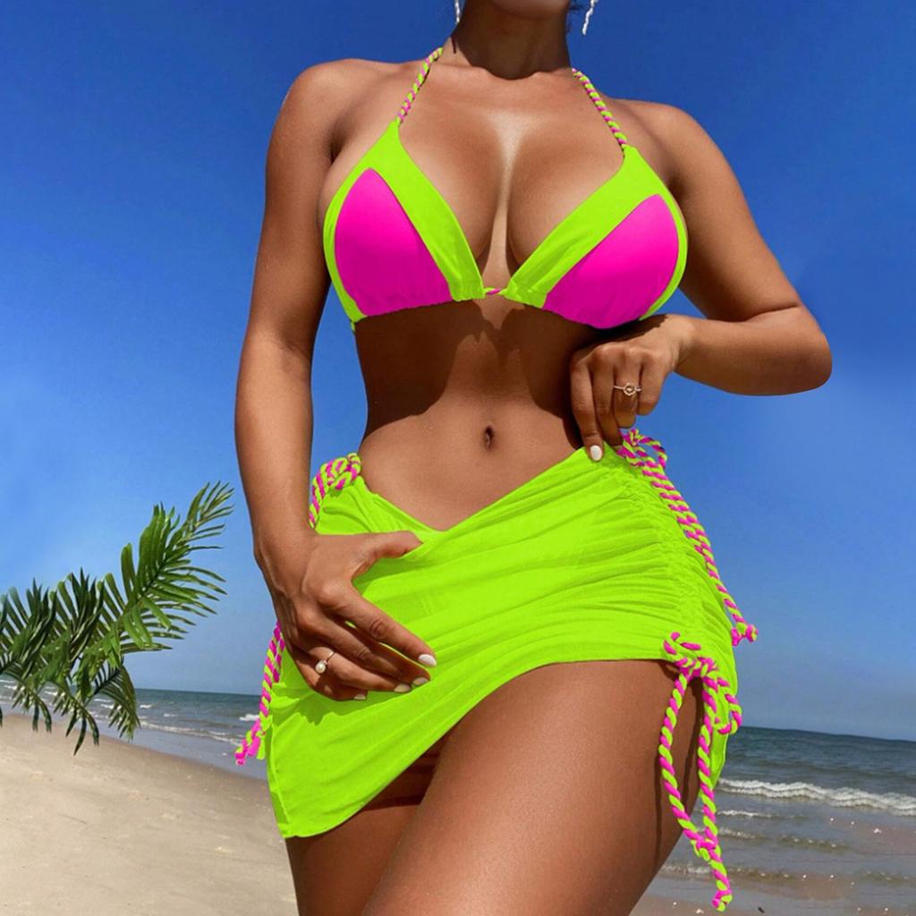 Women's Printing High-Breasted Straps Bikini Set Two-Piece Swimsuit