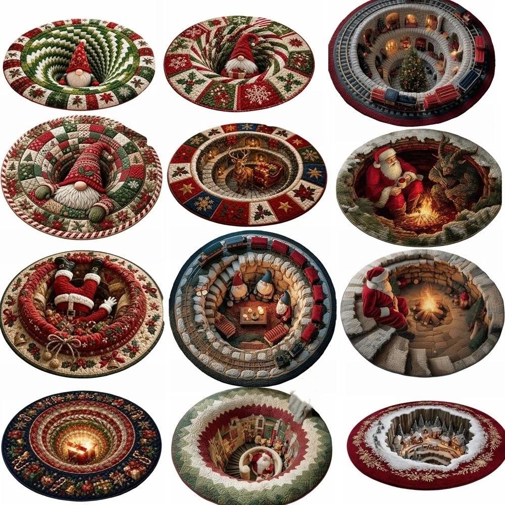 2D Flat Printed Christmas Rug Non-Slip Xmas Home Decor Christmas Doormat Indoor
