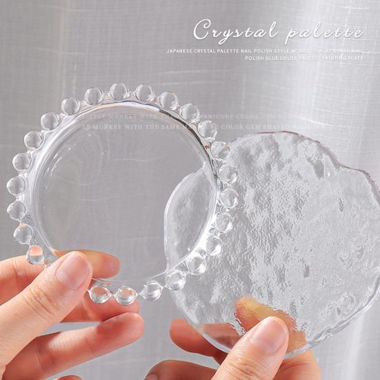 Палитра для дизайна ногтей, прозрачная, высокая прочность, креативные формы, небьющиеся, широкое применение, смешанные цвета, стеклянные ювелирные изделия, демонстрация