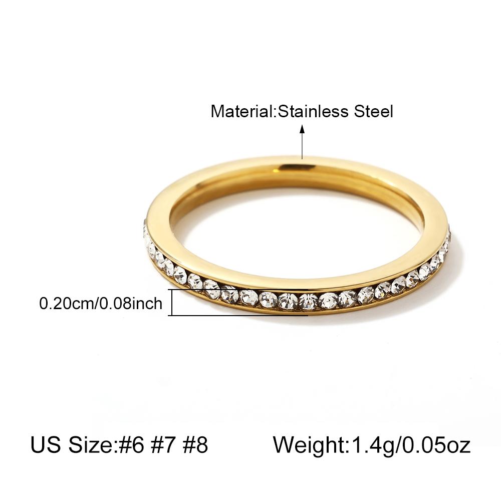 Tarnish-Free Fashion Stainless Steel Ring Women Customizable 18K Gold Plated Stackable Rings Non-Fading Zircon Cluster Rings