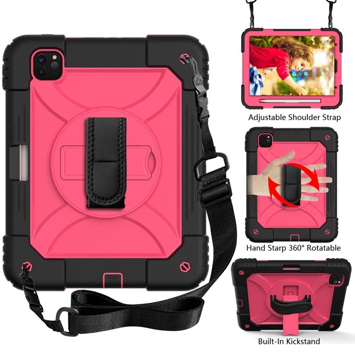 Rainbow Tablet Case for iPad Pro 11 Inch 2018/2020/2021 With Pencil Holder Hand Strap + Shoulder Strap + Kickstand Cover