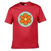 Retro Groovy Orange Flower Circle shortsleeved Tshirt
