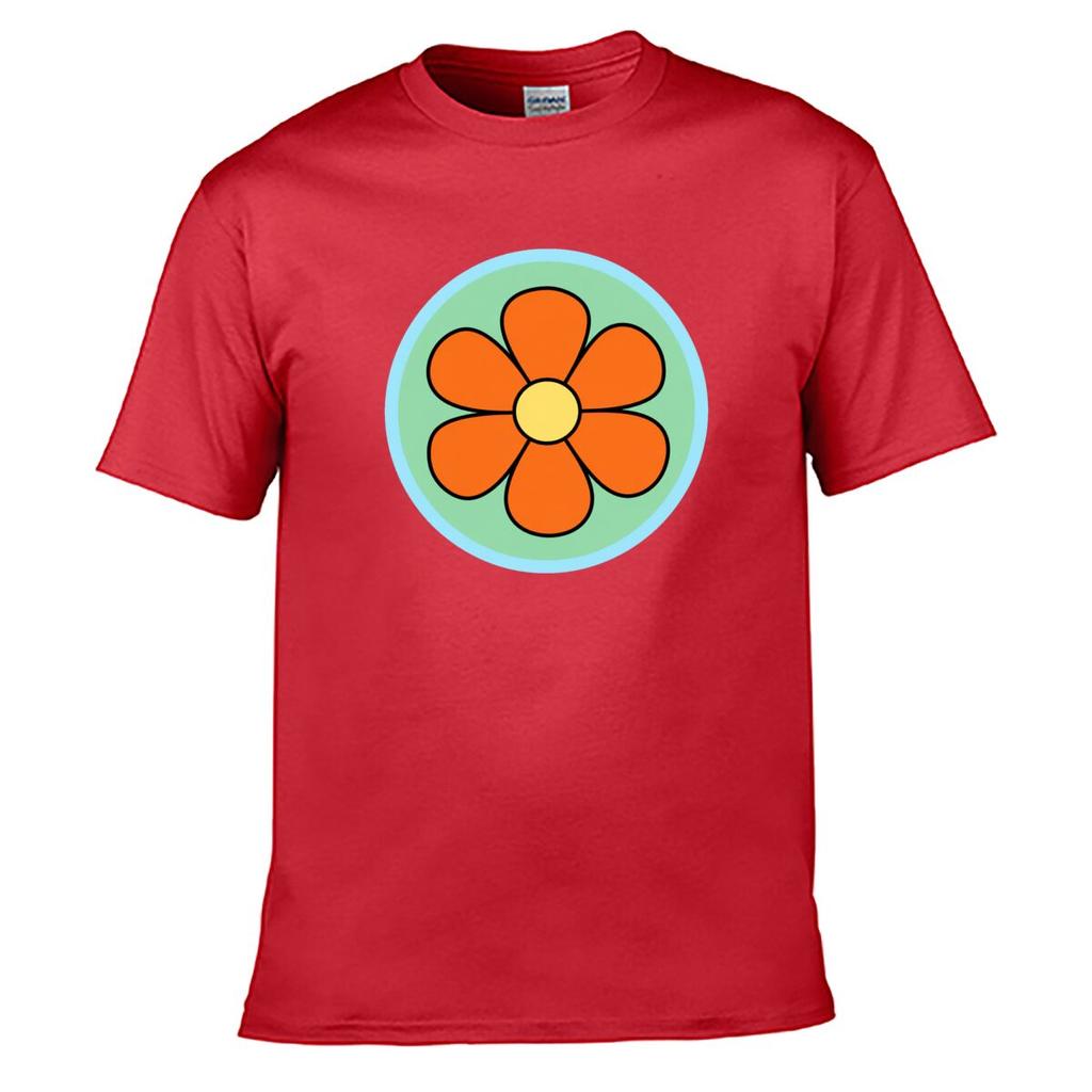 Retro Groovy Orange Flower Circle shortsleeved Tshirt