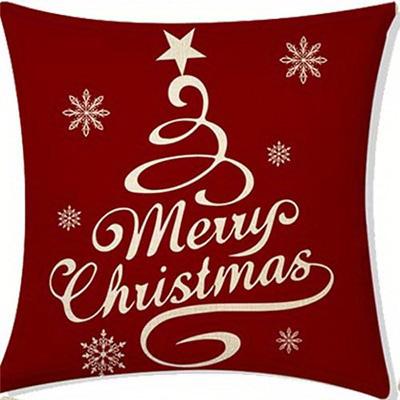 Home Decor Merry Christmas Snowflake & Tree Pillows Pattern Cushion Cover Suitable For Sofa Bedroom Car Pillow Cover