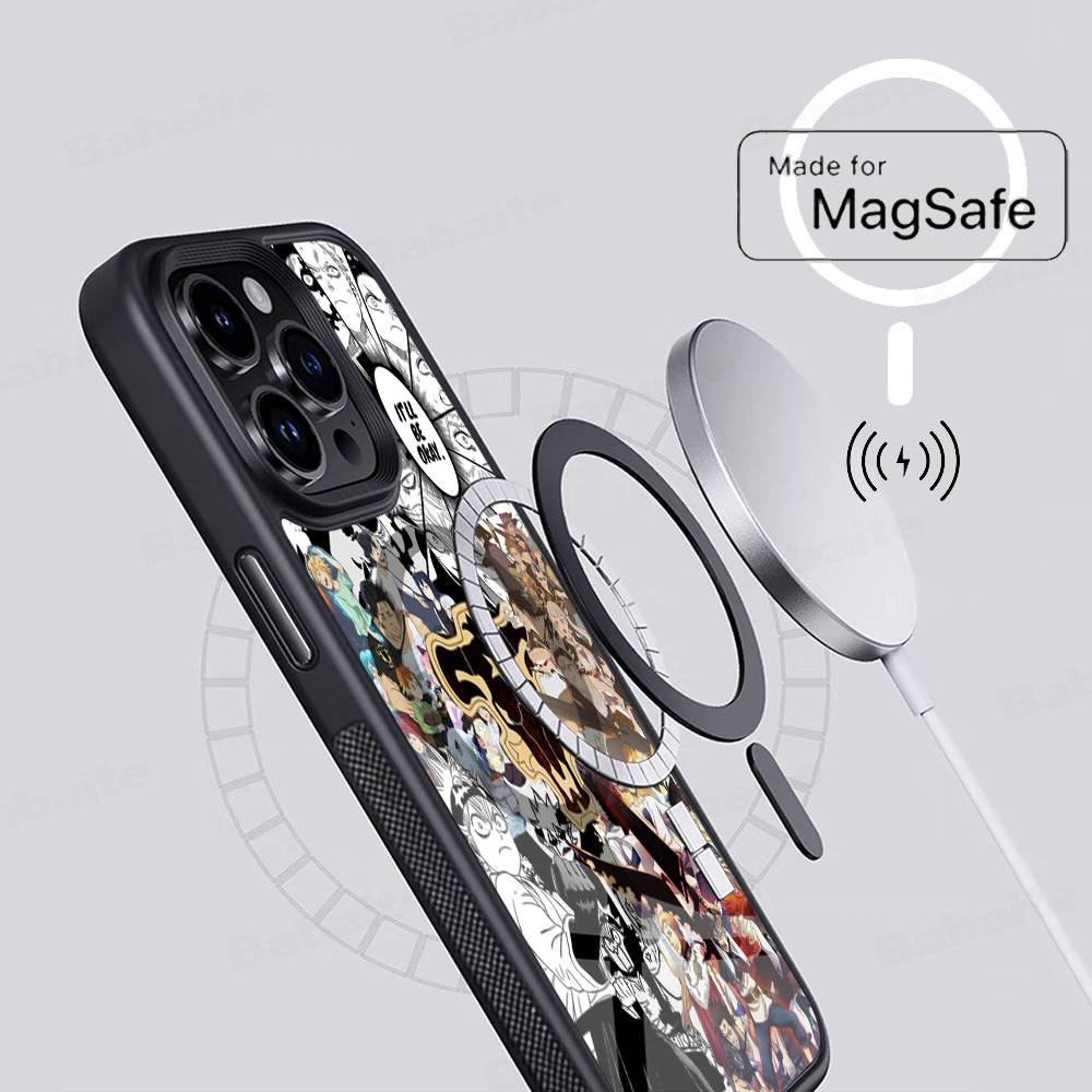 Anime Black C-Clover Phone Case Magnetic Case For IPhone 16 14 13 12 11 15 Pro Max Plus For Magsafe Wireless Charge Cover