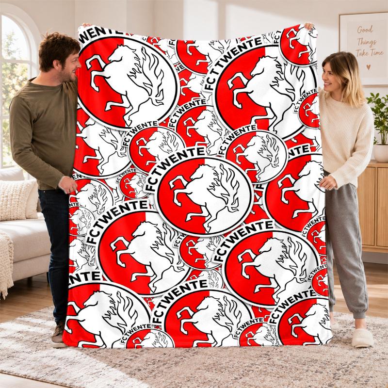 Flannel Fleece Blanket with FC Twente Design, Soft Lightweight Throw for Bed Sofa Travel