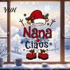 Christmas Lettering Prints Nana Claus Window Sticker, Static Cling Removable Decorative Glass Stickers PVC Holiday Decal for Home Shop Door Art