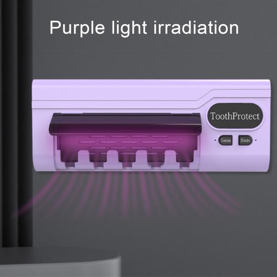 Держатель для зубных щеток-органайзер. 5 зубных щеток. УФ-дезинфекция. Стерилизация. Настенный. Без перфоратора. Перезаряжаемый через USB. Вмещает зубную щетку.