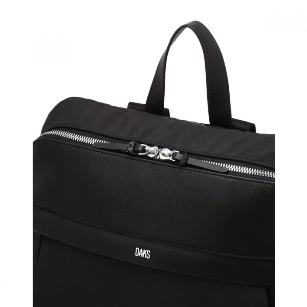 Daks Black Leather Backpack With Logo Decoration Dbba6f101bk