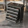 5 Drawer Tool Chest With Wheels Steel Lockable Tool Storage Cabinet With Handle 2 Keys For Garage Workshop Black