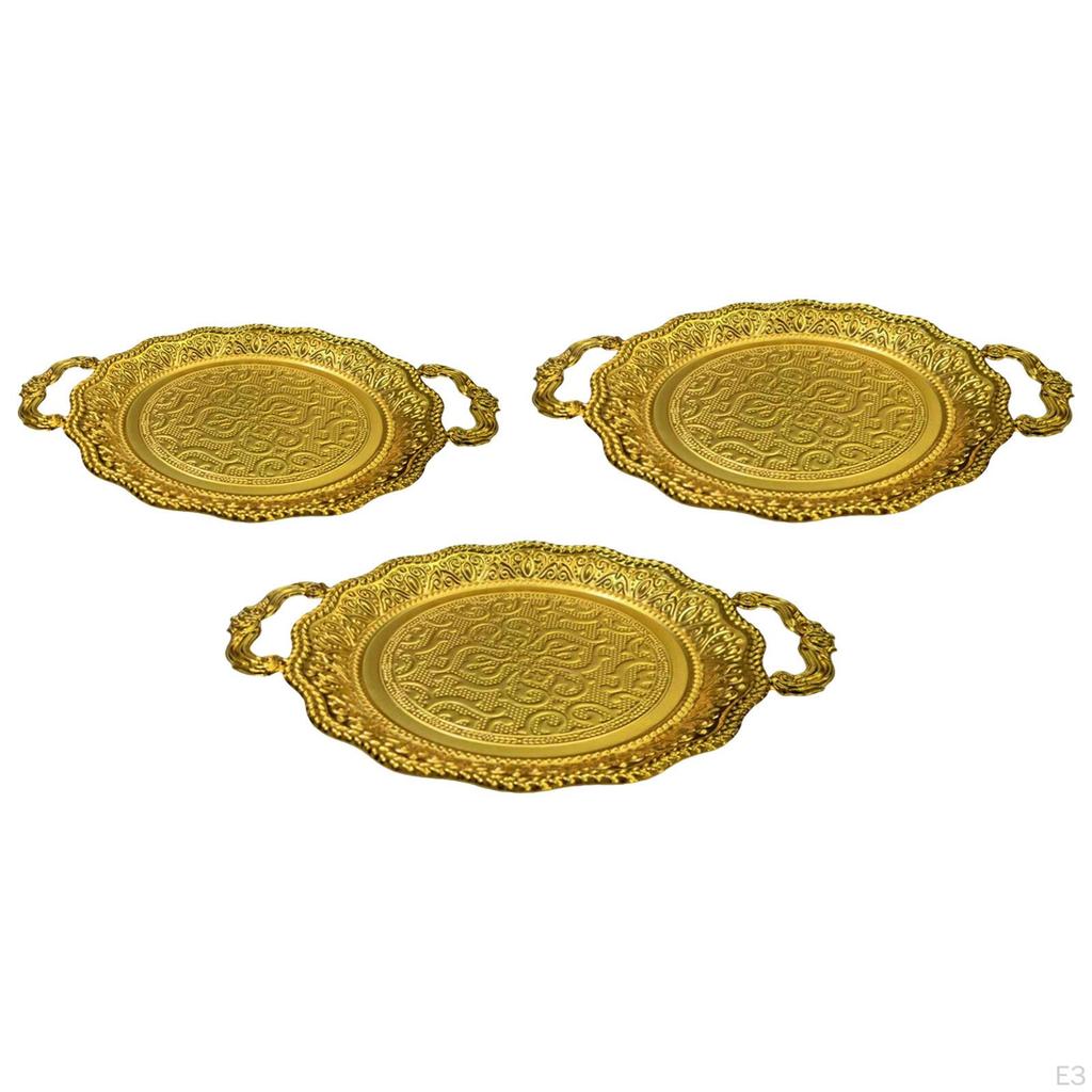 Фруктовая тарелка Закусочное блюдо Европейский металлический Многоцелевой сервировочный поднос с ручками для конфет