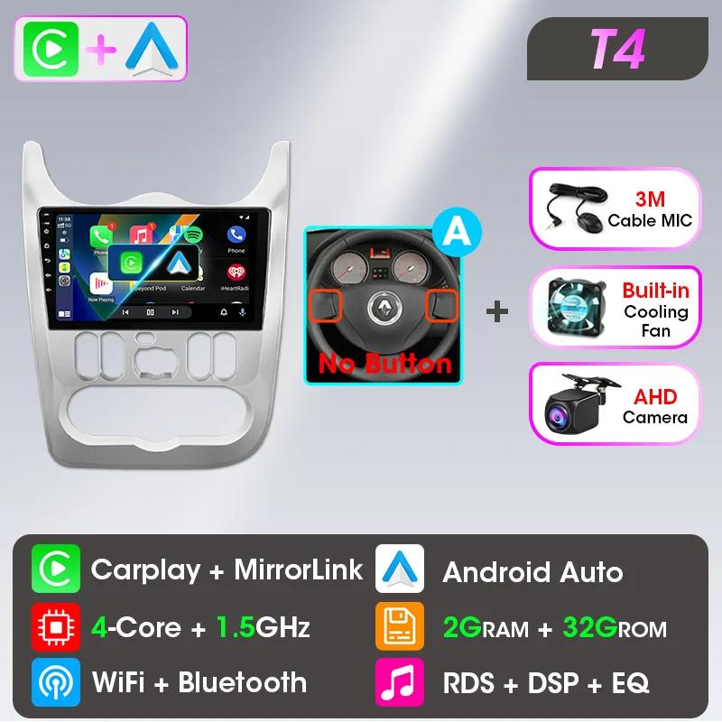 Autoradio Android pour Renault Logan 1 Sandero 2009 2010 2011 2012-2015 Largus Dacia Duster Carplay lecteur multimédia automatique stéréo