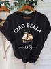 Новое поступление 100% хлопок Ciao Bella Принт с буквами Одежда в стиле Y2k Футболка Женские футболки Графические футболки Camisetas 71760