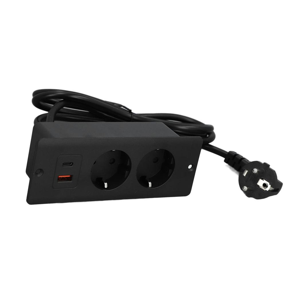 Встраиваемая розетка 2 розетки с портом USB C USB A мощностью PD20W, встроенный удлинитель для мебели, шнур 1,5 м