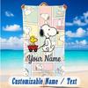 Beach Towel Custom Name Text, Quick Dry Large Towel For Beach HomeSnoopy Peanuts