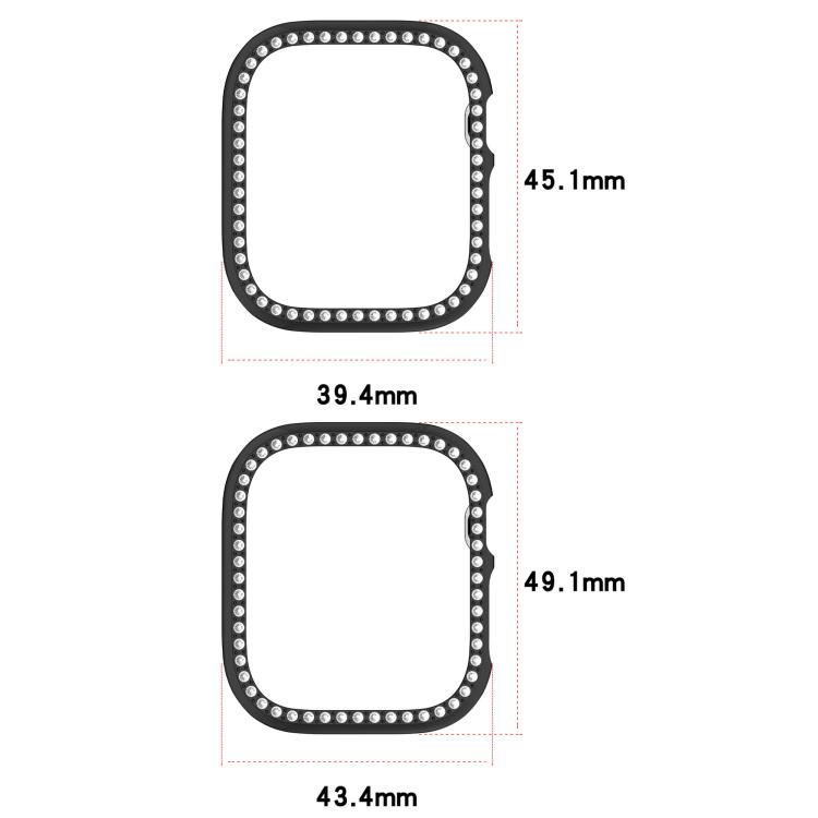 Single Row Diamond Hollow PC Watch Case for Apple Watch Series 12 42mm Aluminum / Titanium, Bling Anti-scratch Bumper Frame