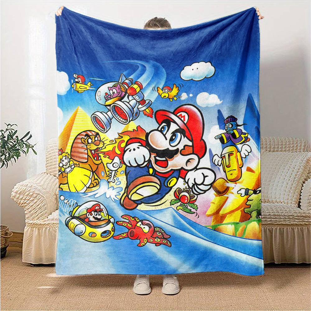Mario'S Adventure Space Flannel Blanket Super Soft Warm Cozy Blanket For Sofa Bed Office Travel Allseason Home Decor Gift