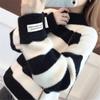 2023 Winter Thick Mink Fleece Stripe Sweater Women 4 Color Pullover Short Jumper Ladies Long Sleeve Half High Collar Tops Female