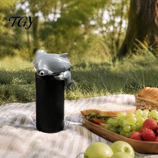Creative Party Favor Portable Soda Can Lid Cover, Shark/Dinosaur/Frog/Hippo/Elephant Shape, Durable Beer Protector Plastic Dustproof for 375ml