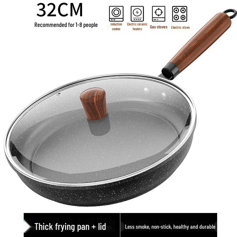 Maifan Stone Non-Stick Frying Pan, Multifunctional Flat-Bottom Pan for Gas or Induction Cooktops