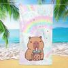 Милое пляжное полотенце с капибарой 1 шт. Радужное облако Принт с бабл-ти из микрофибры Мягкое быстросохнущее полотенце для пляжа Бассейна Детей Лето
