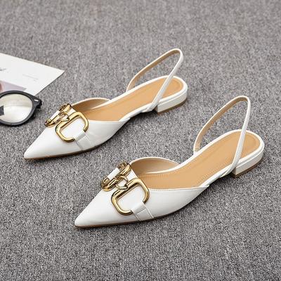 Современные босоножки на низком каблуке, летние женские туфли Мэри Джейн, сандалии с металлическими украшениями, с острым носком, одинарные туфли, модные туфли-лодочки из кожи для вечеринок